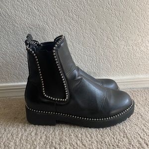Black Faux Leather PLT Boots